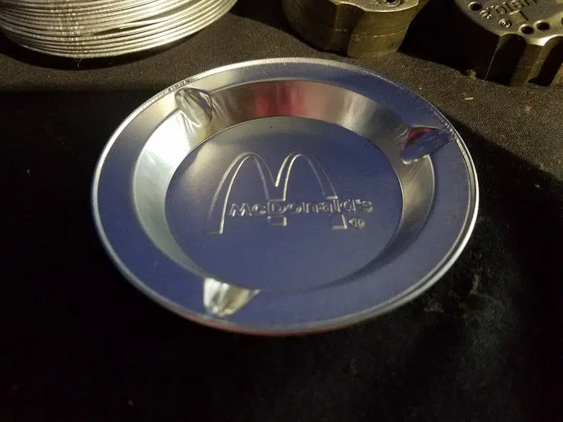 antique aluminium ashtray