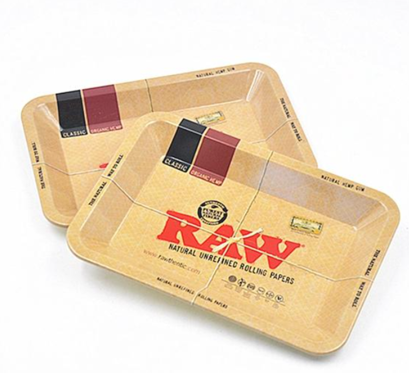 large raw metal rolling tray 