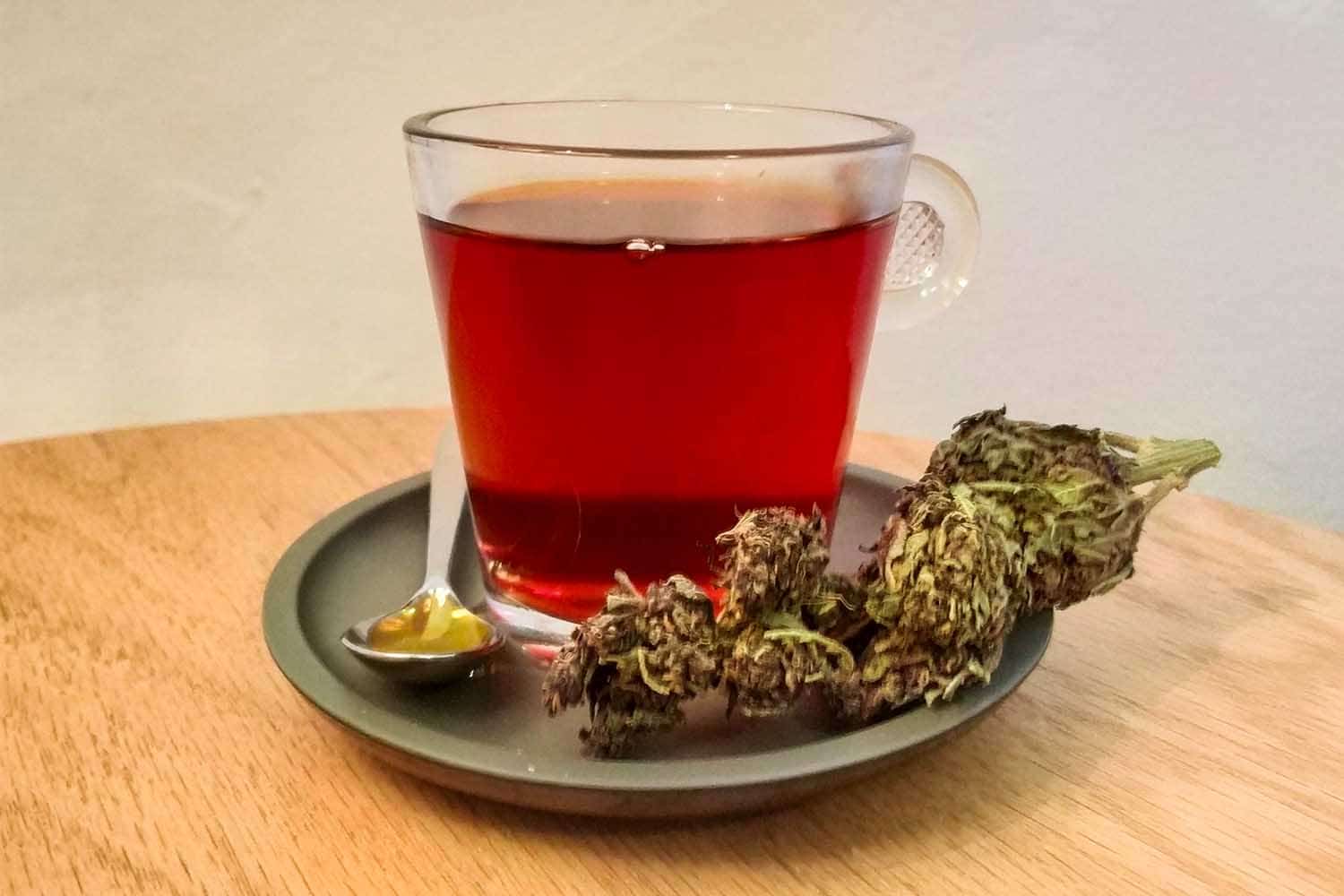 tea with weed buds