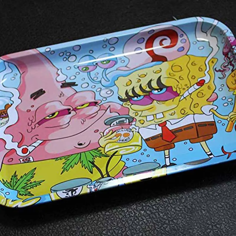 spongebob metal rolling tray 