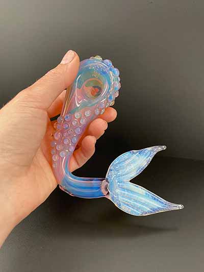 mermaid glass pipe etsy
