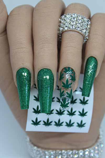 pot leaf nail decals