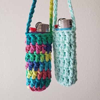 tiktok crochet lighter holder keychain