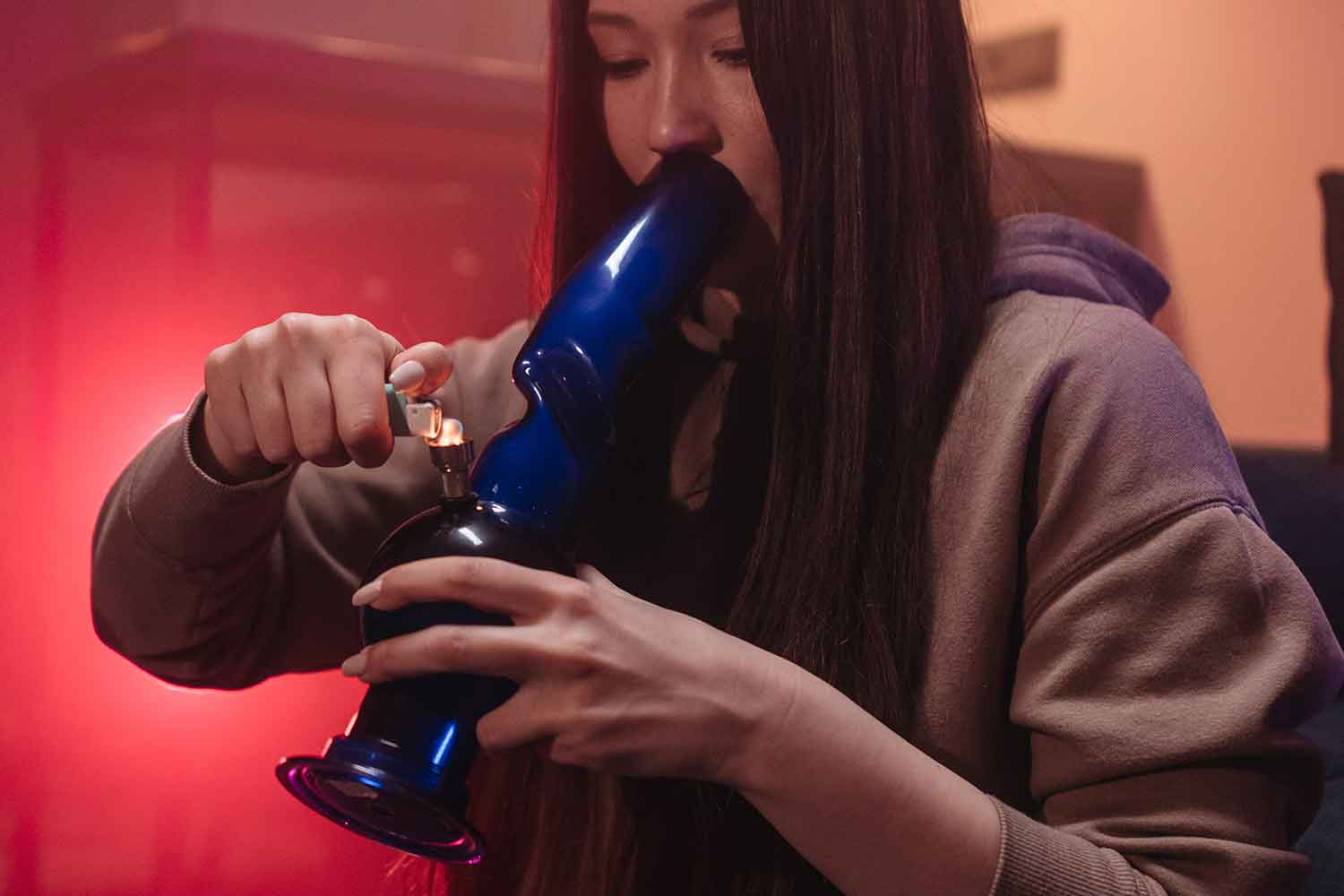 girl smoking bong