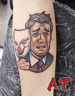 mask tattoo in new school style