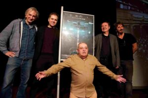 The Platform cast and director pose at the film premiere