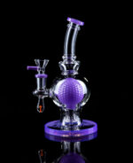 purple bong with ball perc and mushroom marble