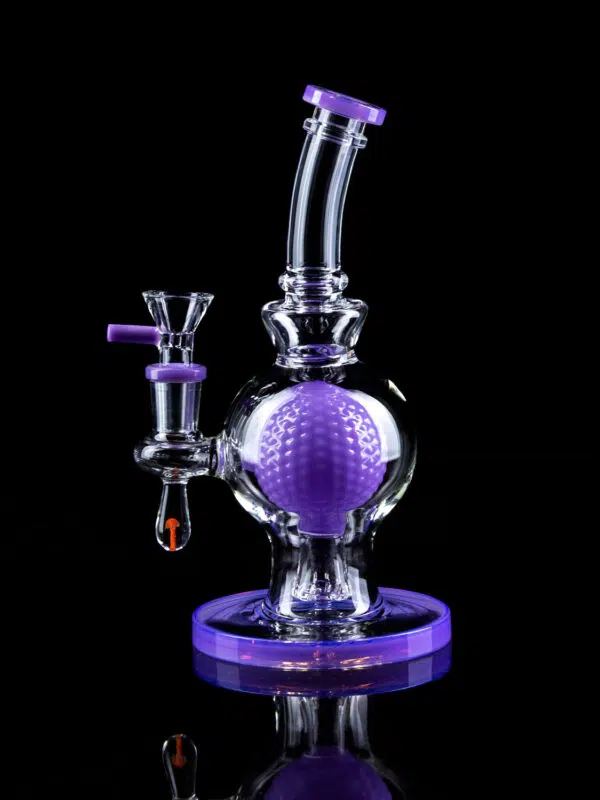 purple bong with ball perc and mushroom marble
