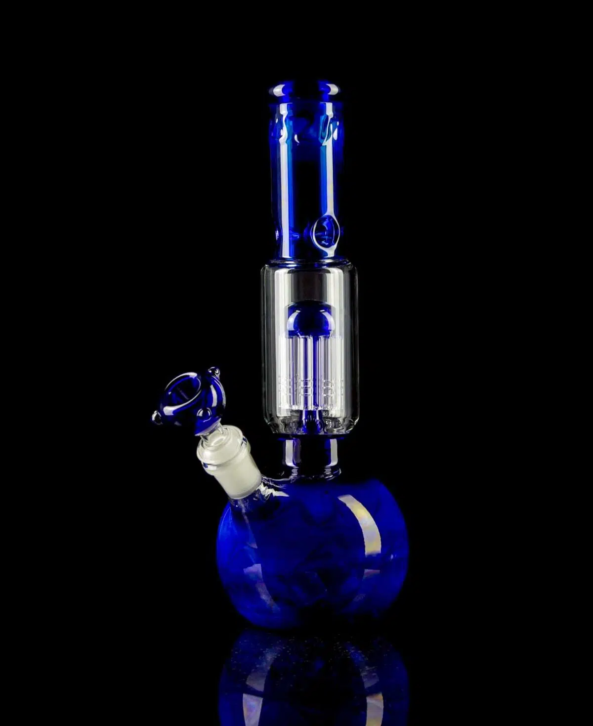 blue bong with jellyfish perc and ice pinch