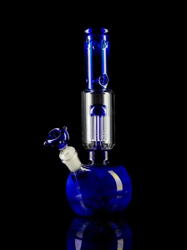 blue bong with jellyfish perc and ice pinch