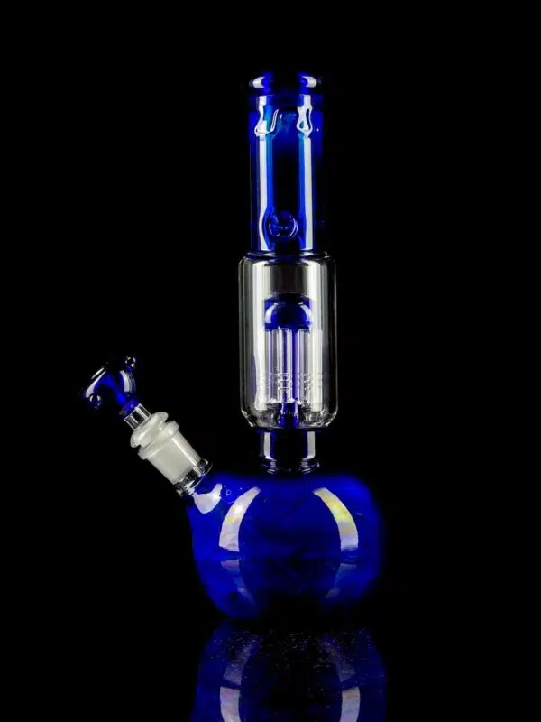 blue bongs with round base and matching blue bowl