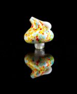 white carb cap with speckled paint design
