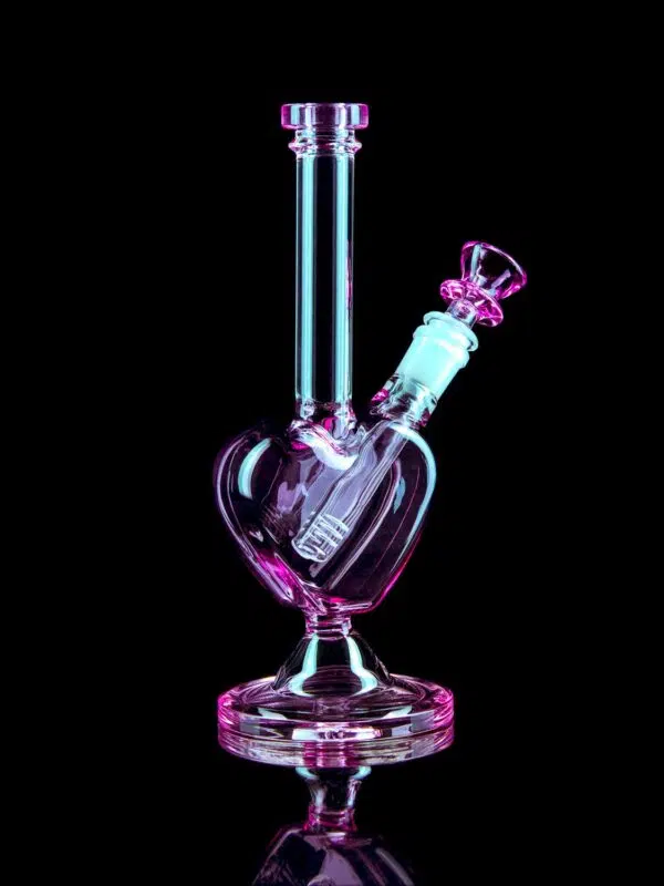 heart bong with diffused downstem for silky smooth tokes