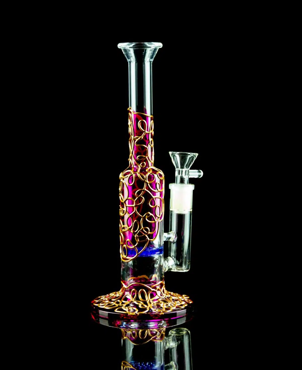 honeycomb percolator bong with gold lace design