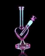 pink heart shaped bong with stable round base