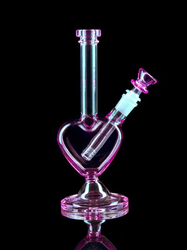 pink heart shaped bong with stable round base