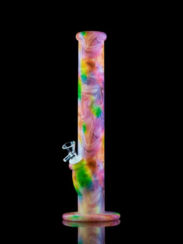 pink silicone bong in straight tube shape