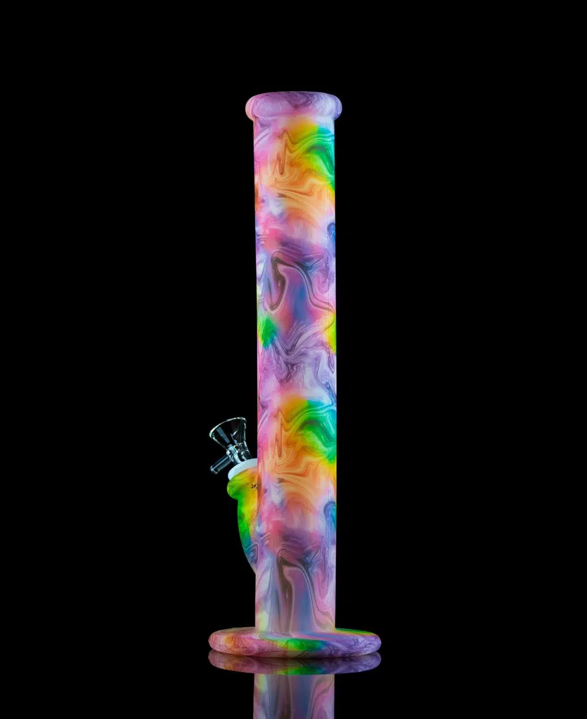 pink silicone bongs with trippy paint print