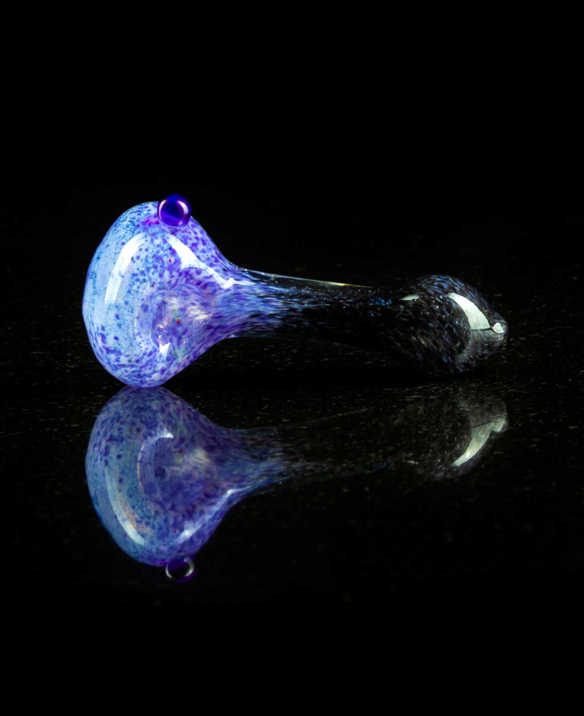purple glass spoon pipe with starry galaxy design