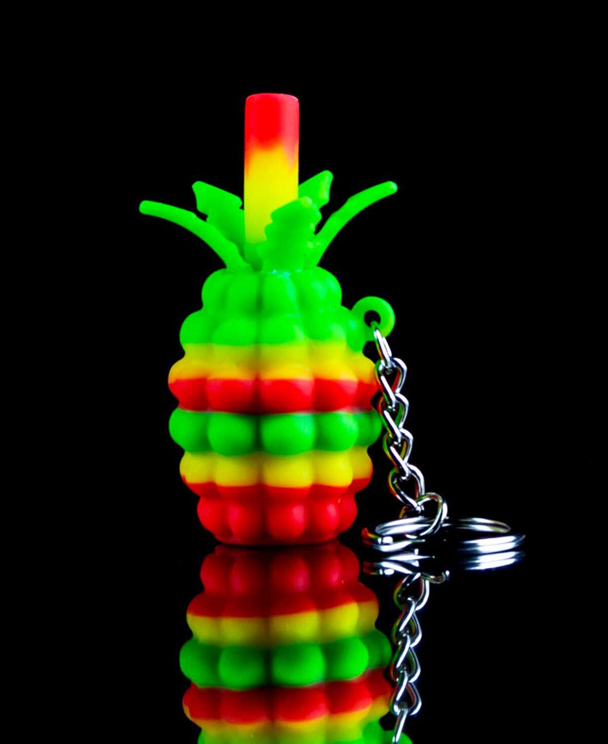 rasta pineapple pipe keychain made from food grade silicone