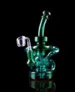 recycler dab rig in emerald color with thick quartz banger