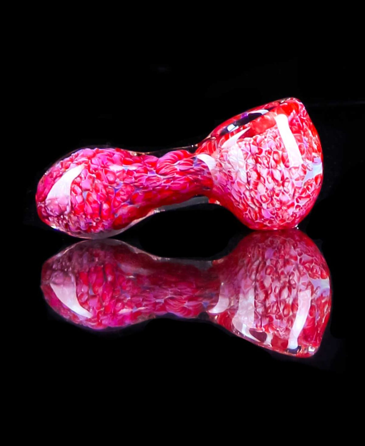 red glass pipe with fuming