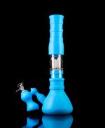 silicone bong with glass percolator in blue