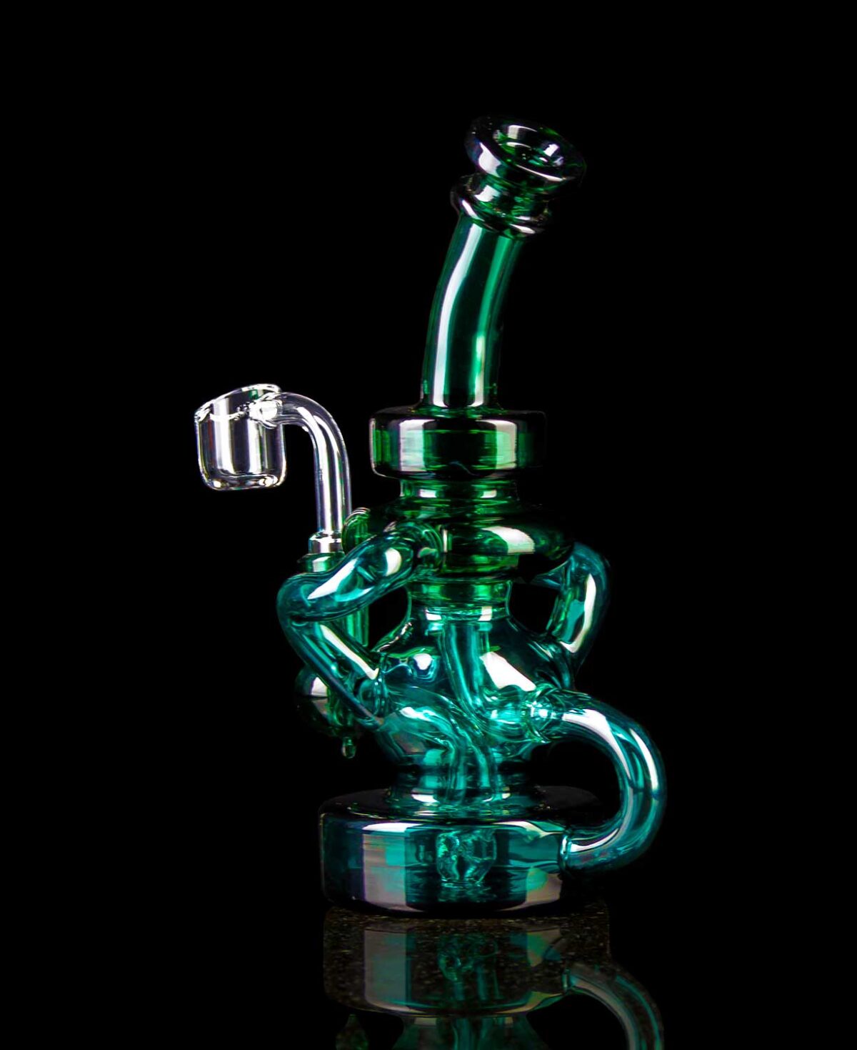 triple recycler dab rig in emerald color