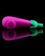 eggplant silicone pipe with green mouthpiece