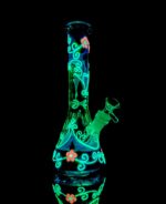 glow in the dark bong with girly hand painted design