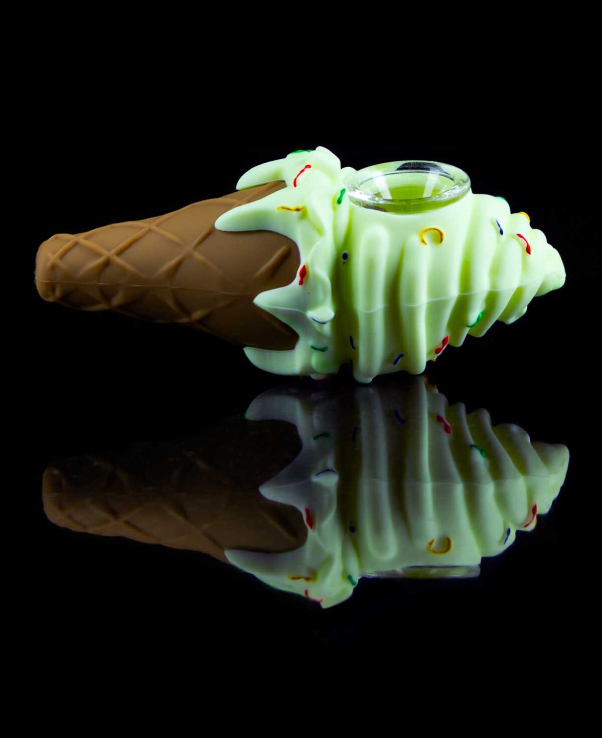 ice cream cone shaped pipe in vanilla cream color with sprinkles