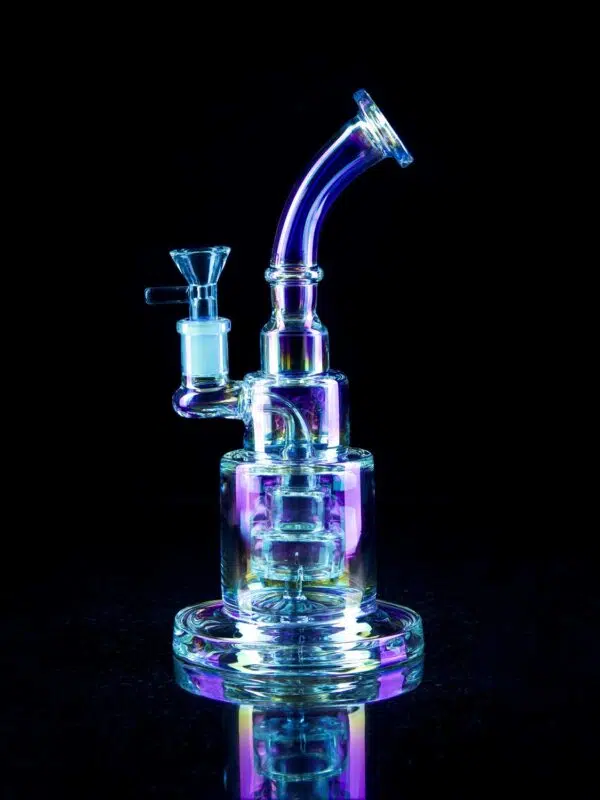 iridescent bong with birthday cake shape and showerhead percolator