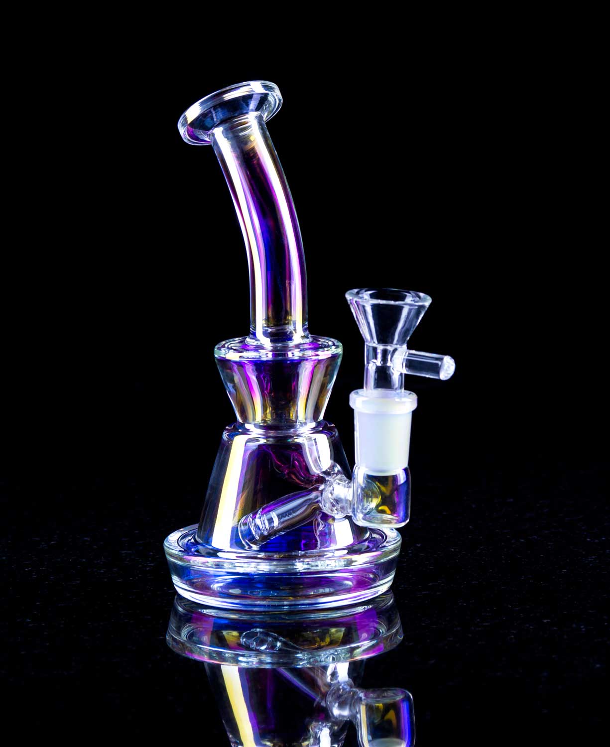 iridescent mini bong with diffused downstem