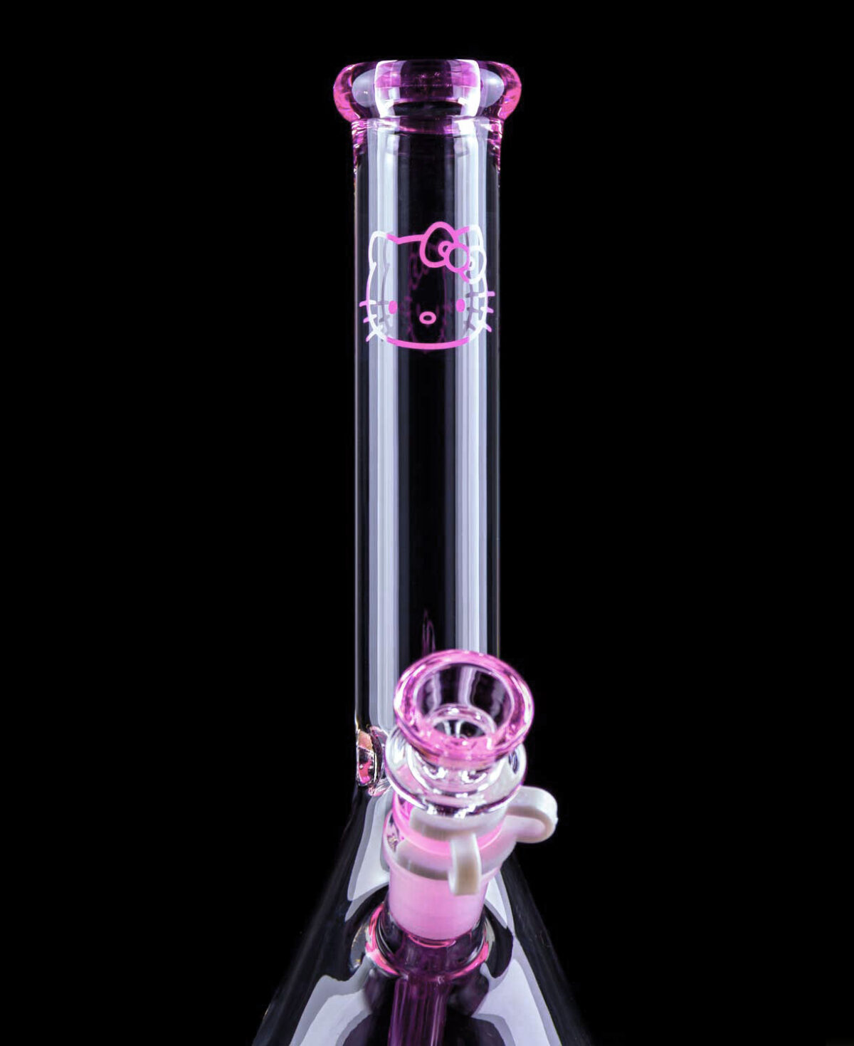 pink glass bong with hello kitty character