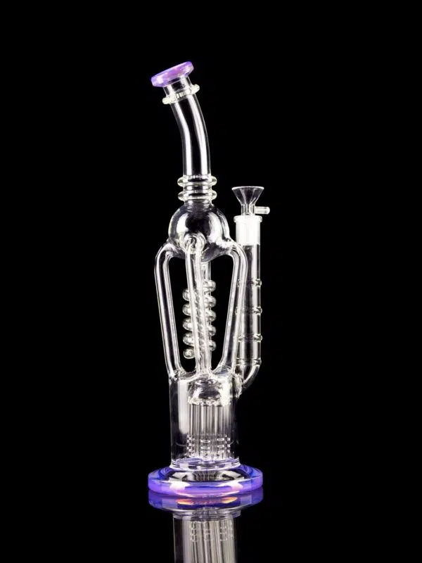 purple bong with recycler arms and coil