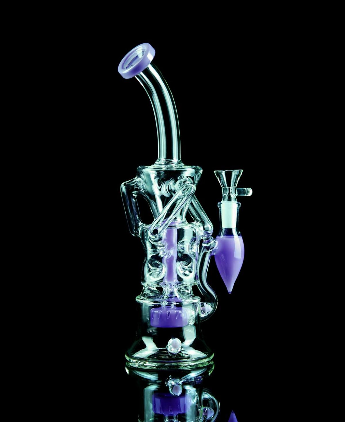 purple recycler bong with marble detailing