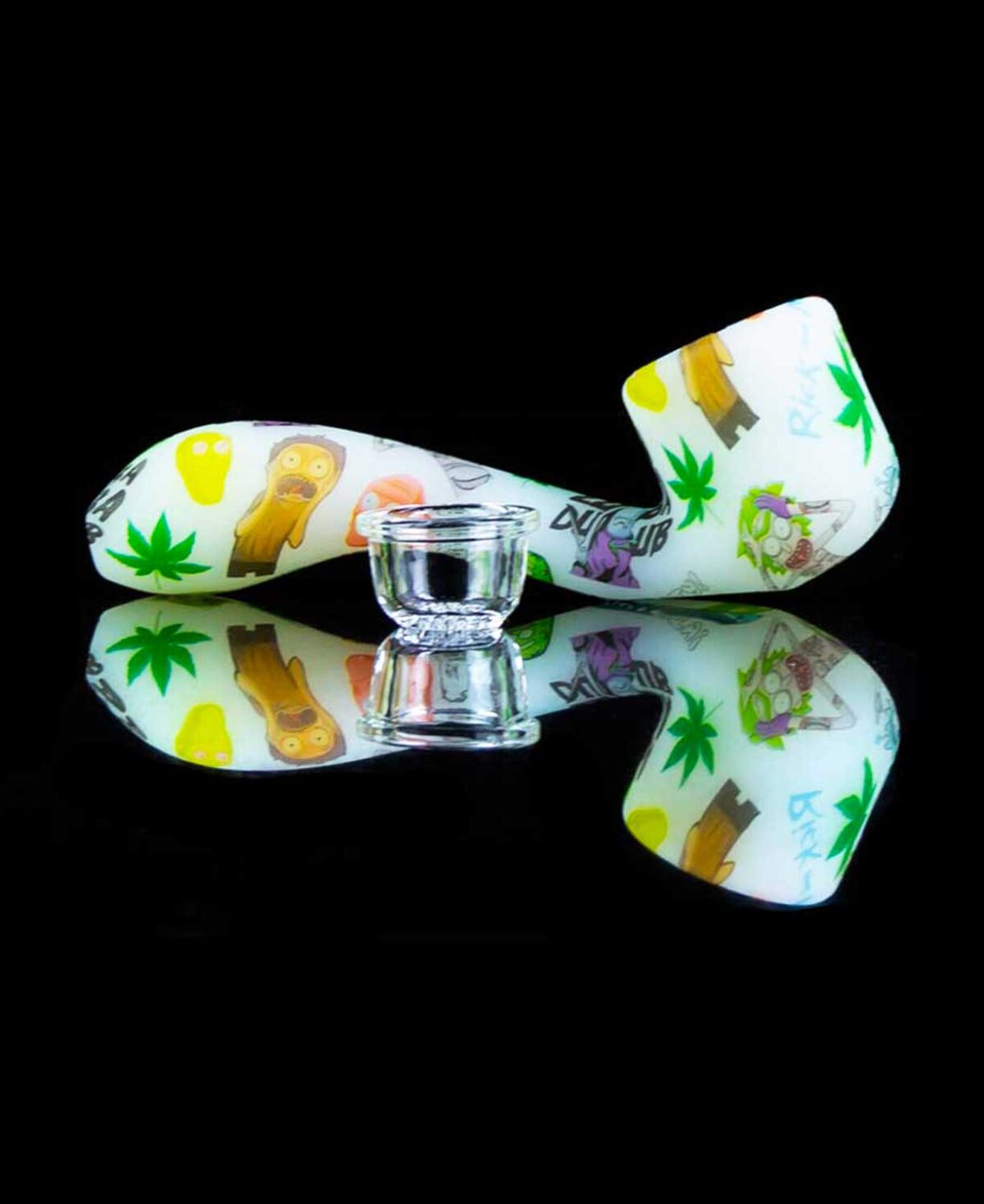 rick and morty silicone pipe with glass bowl