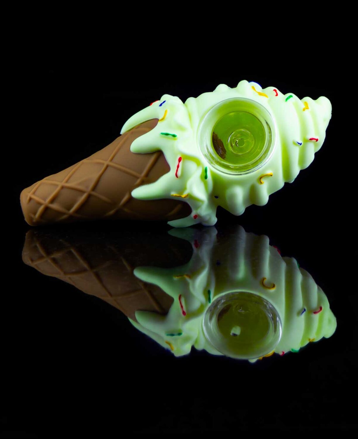 silicone ice cream pipe with glass bowl