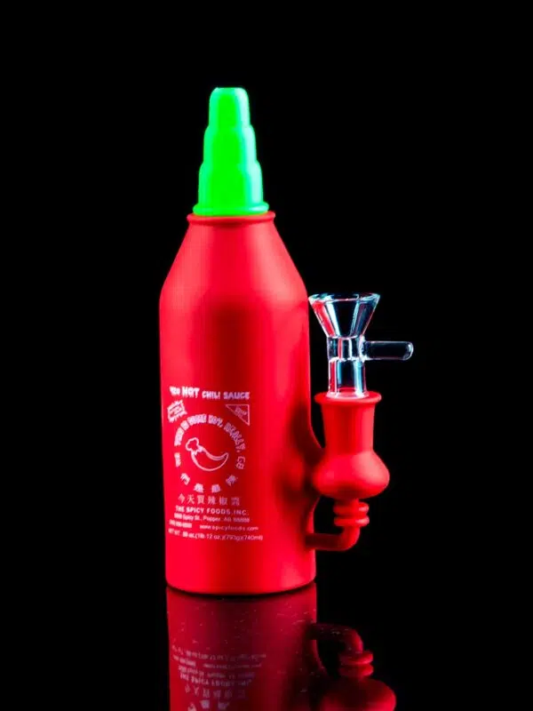 red silicone bong with glass bowl