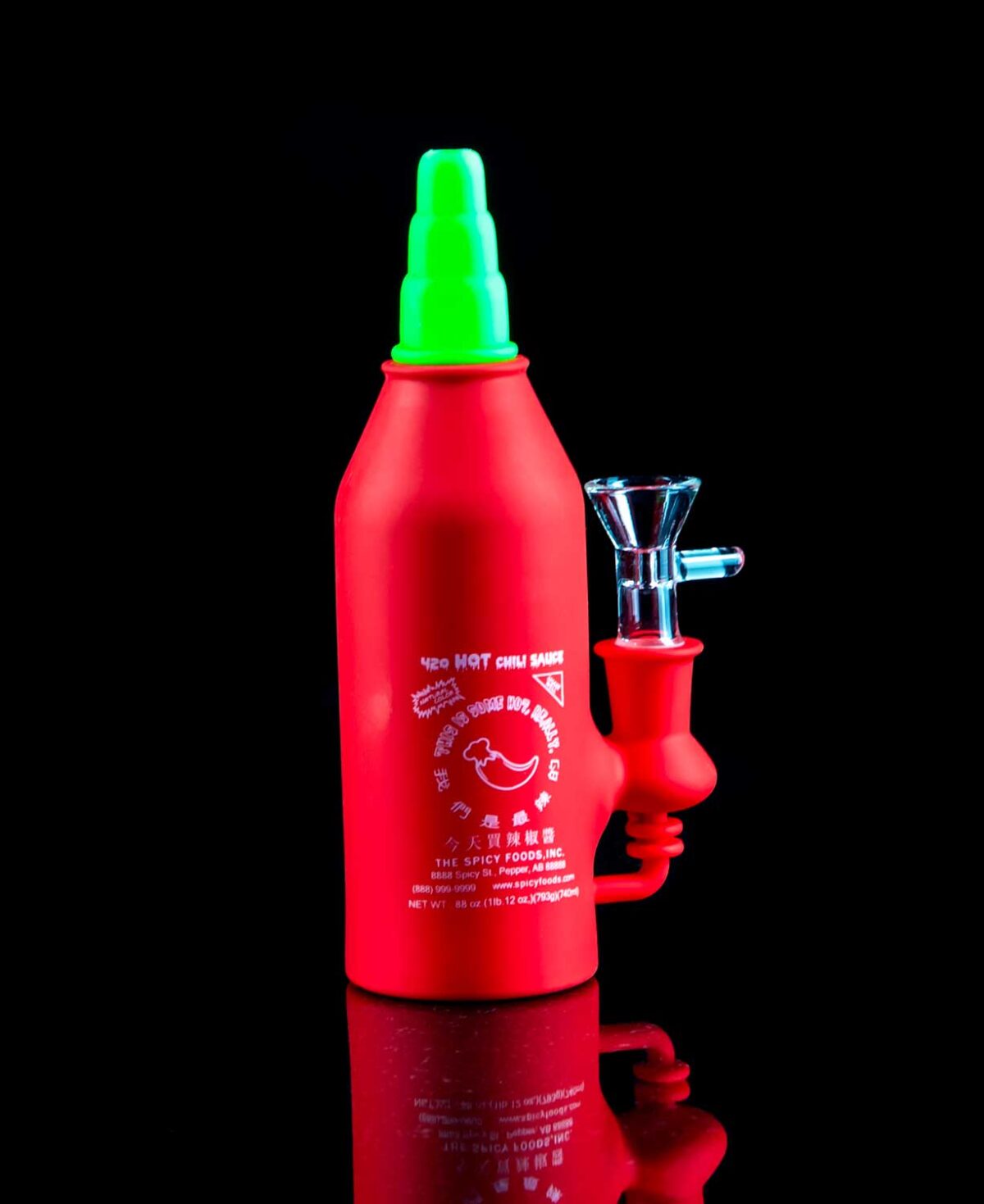 sriracha bong made from red colored silicone