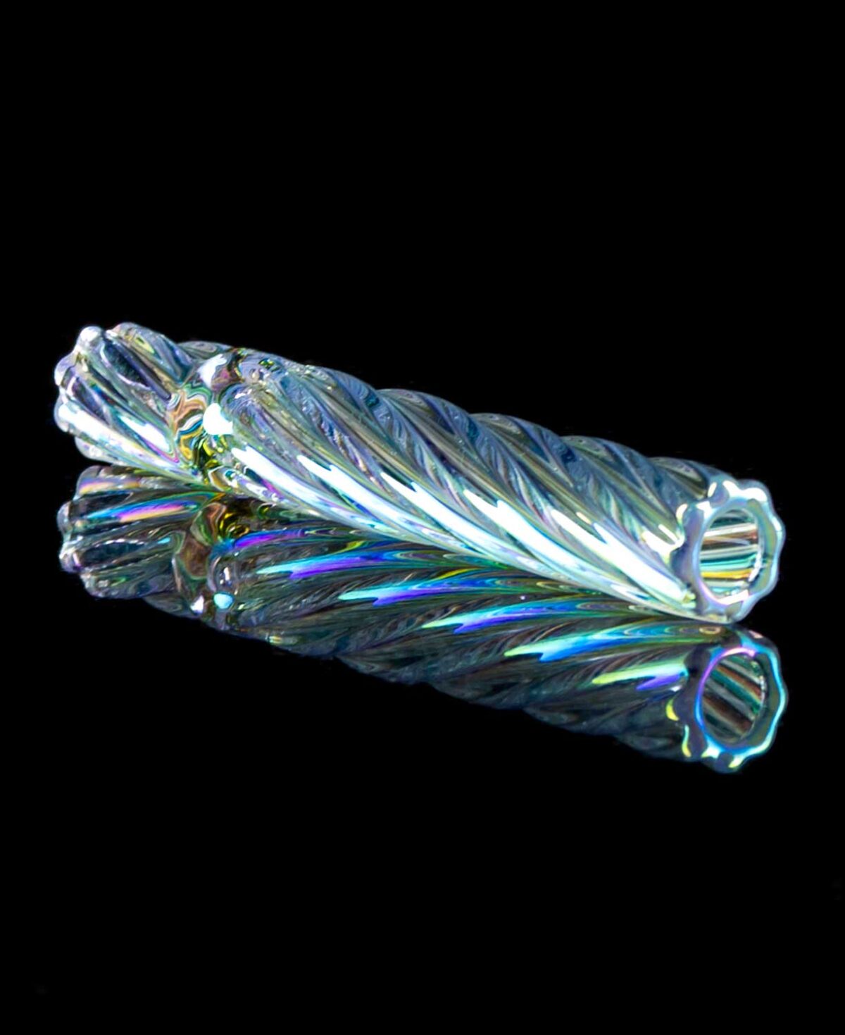 iridescent chillum with twisted texture