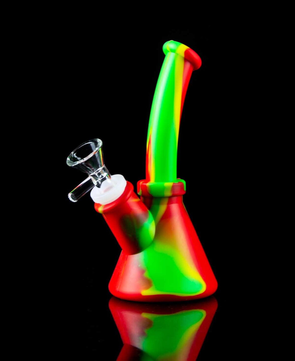mini silicone bong with curved neck that acts as natural splashguard