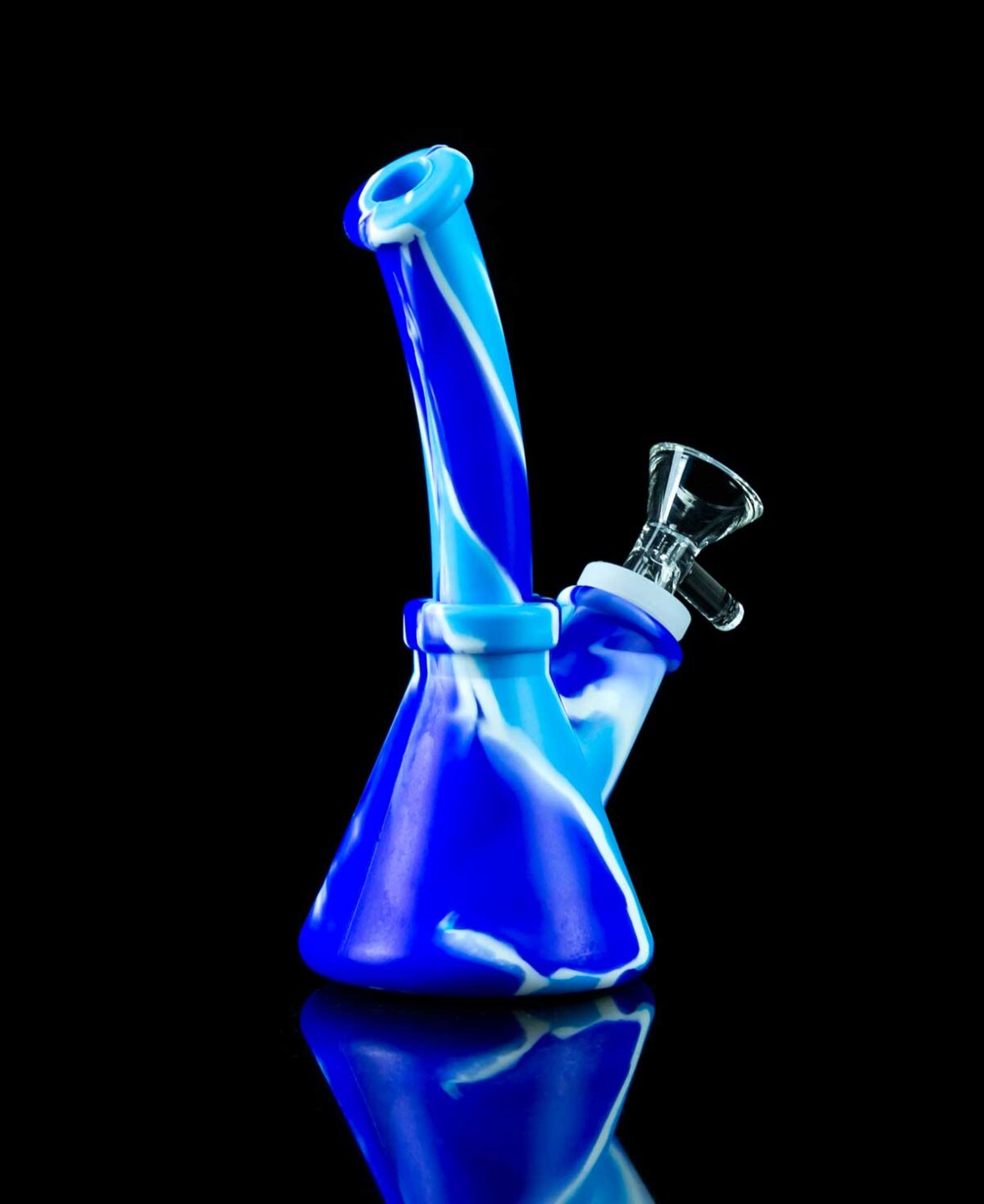 silicone blue bong with glass bowl for portable hits