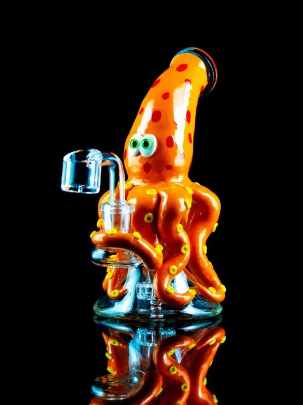 mini dab rig shaped like a squid with tentacles wrapped around banger