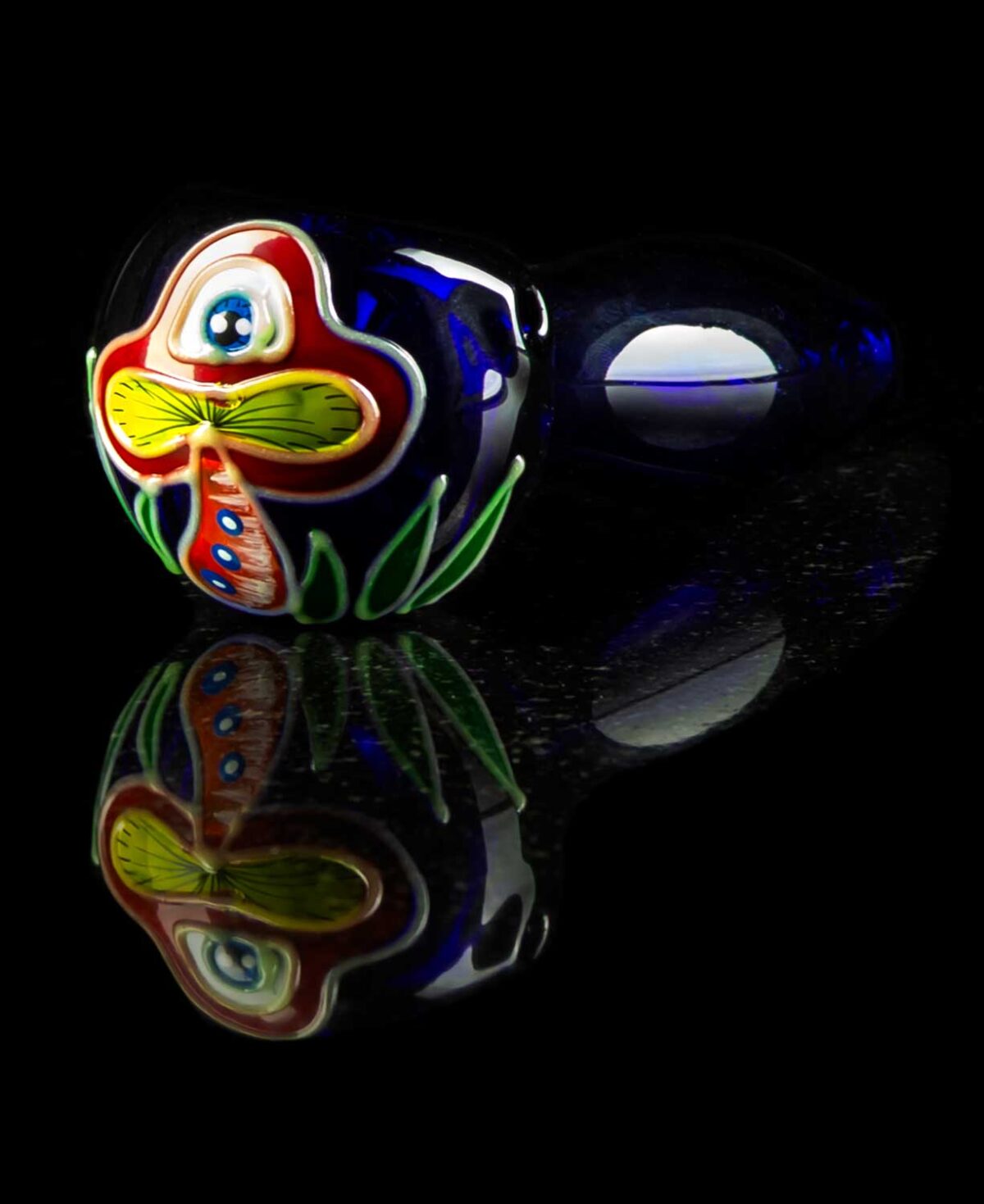 mushroom glass pipe with hand painted design