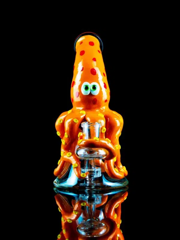 squid bong made from borosilicate glass and clay
