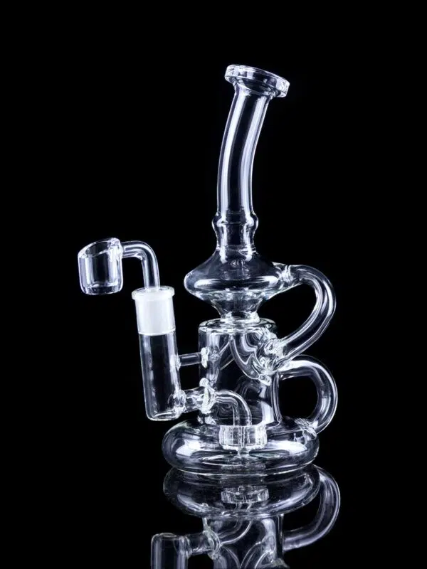 tornado dab rig recycler with curved neck that acts as natural splashguard
