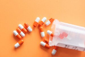 vyanese pills on counter with plastic pill bottle