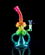 rainbow glass bong with recycler arms