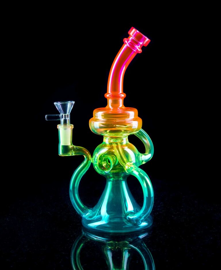 Rainbow Bong Recycler with Donut Perc 10